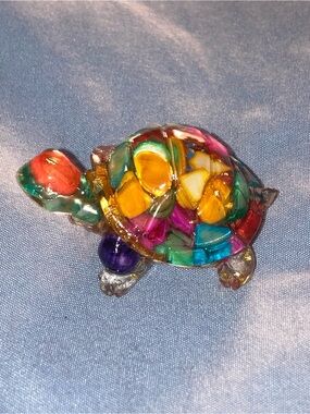 Multi colored, abalone resin Turtle Figurine - Multicolor